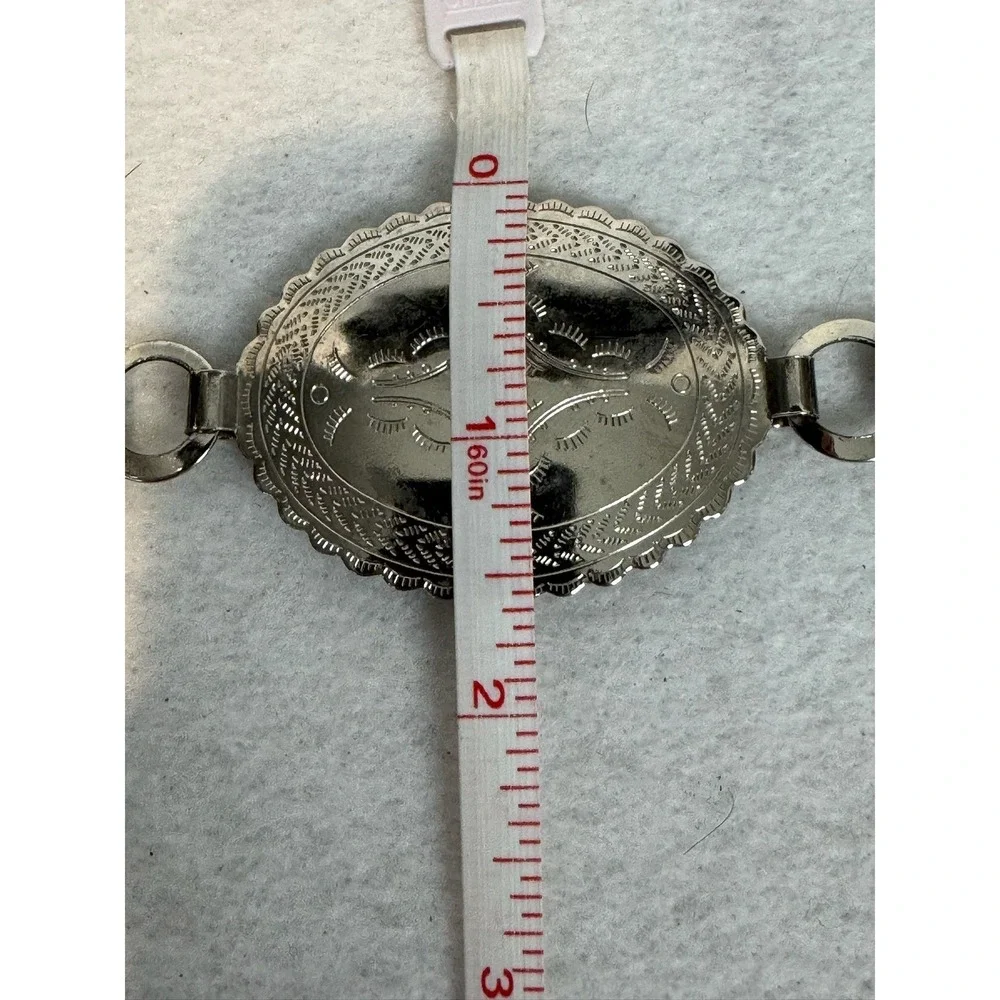 Western Concho Belt Silver Tone‎ Oval Engraved Adjustable Rodeo Lightweight
